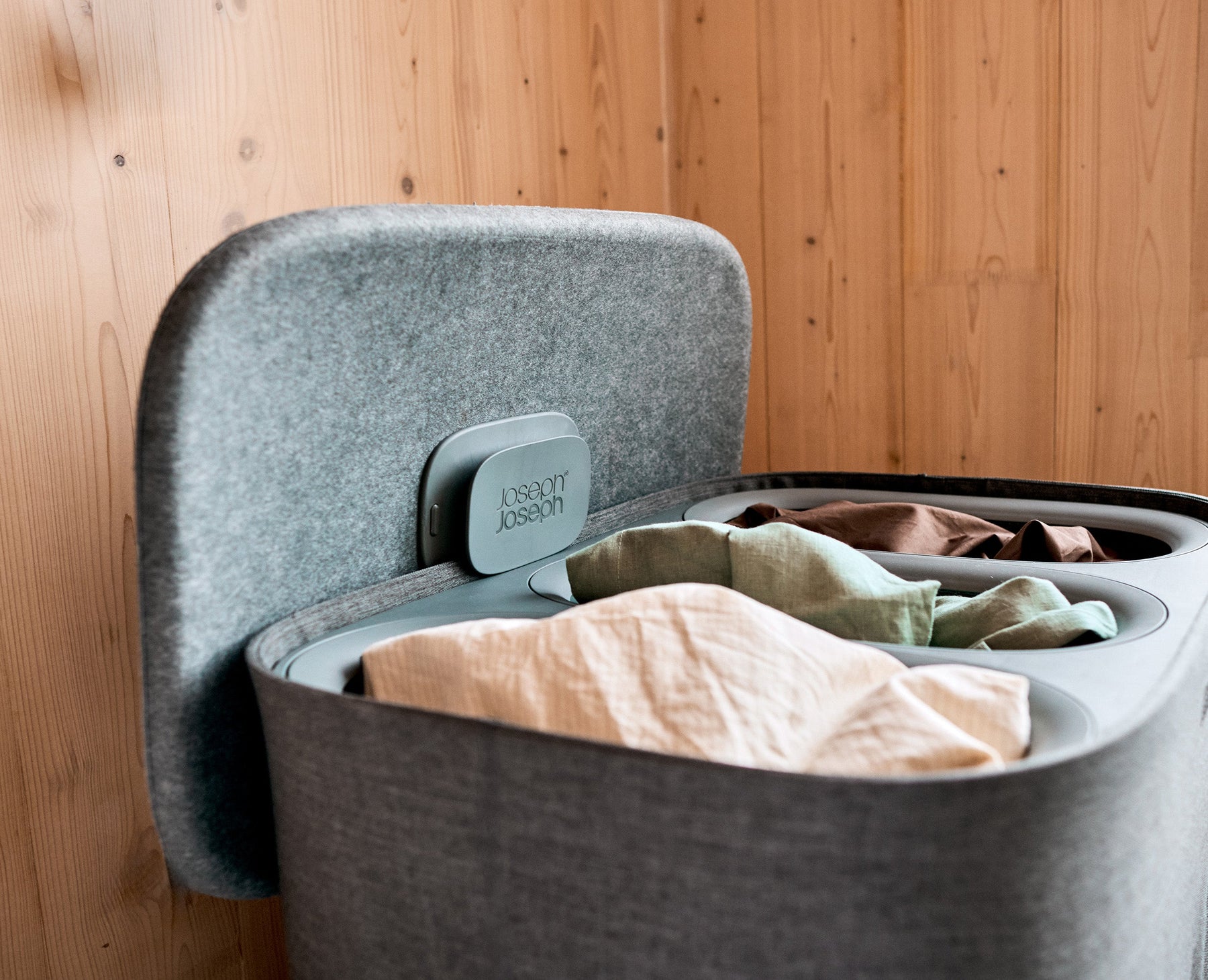 Tota 2 Trio 90L Panier à Linge de Séparation Gris Forêt
