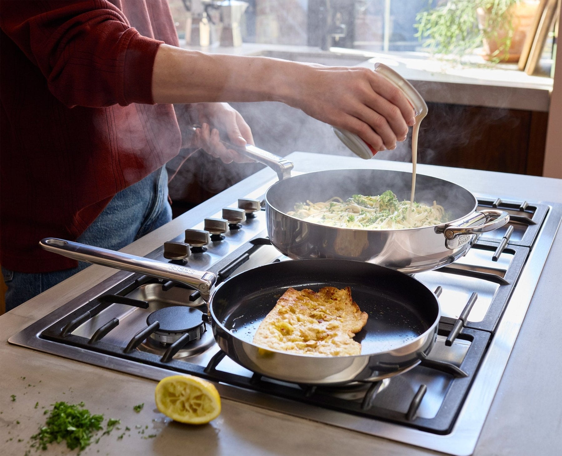 Set de 2 Poêles à Frire Anti-adhésives en Inox Space Steel