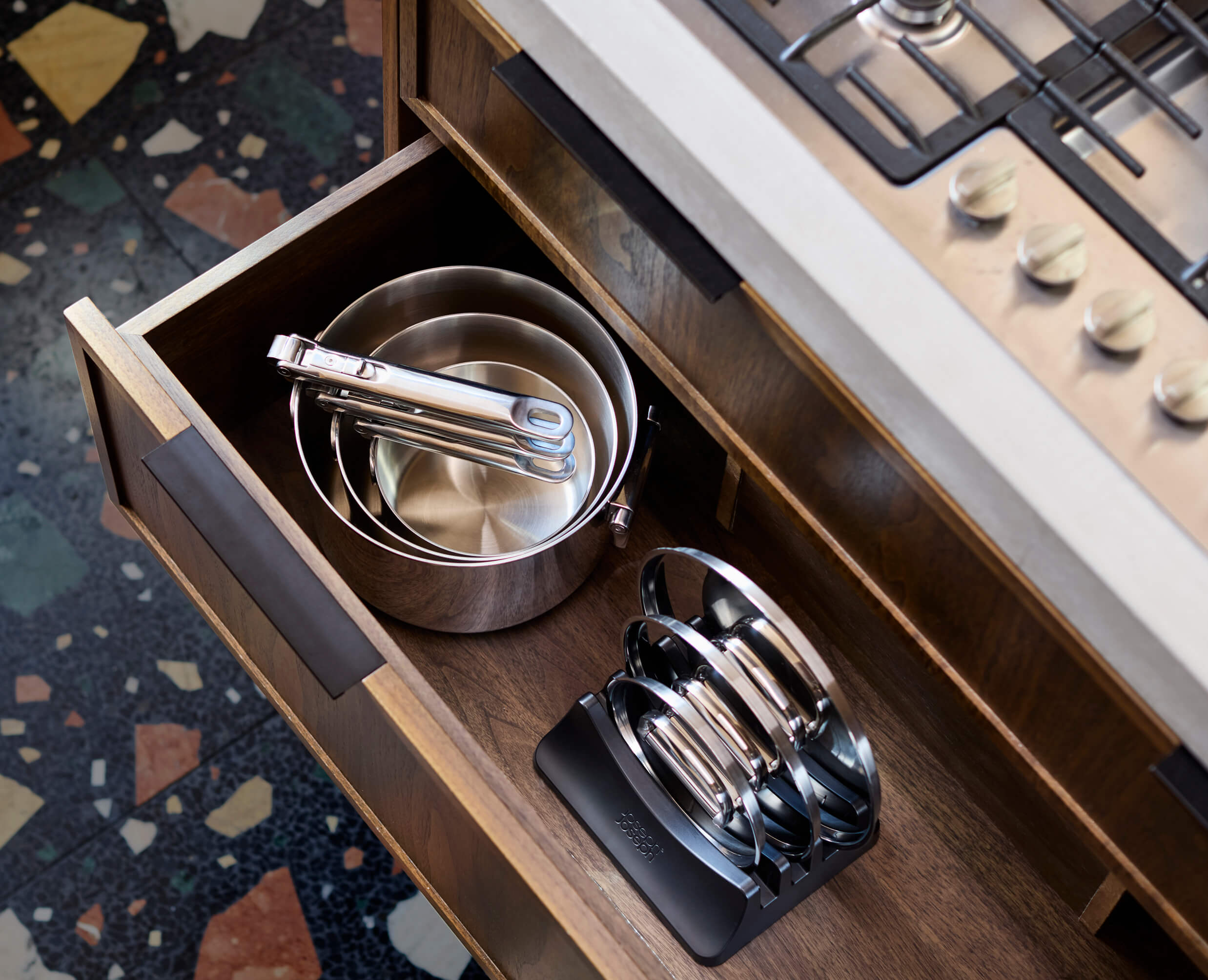 Joseph Joseph Cupboardstore - Ensemble De 4 Supports Muraux Pour Couvercles De Casseroles Auto-Adhésifs