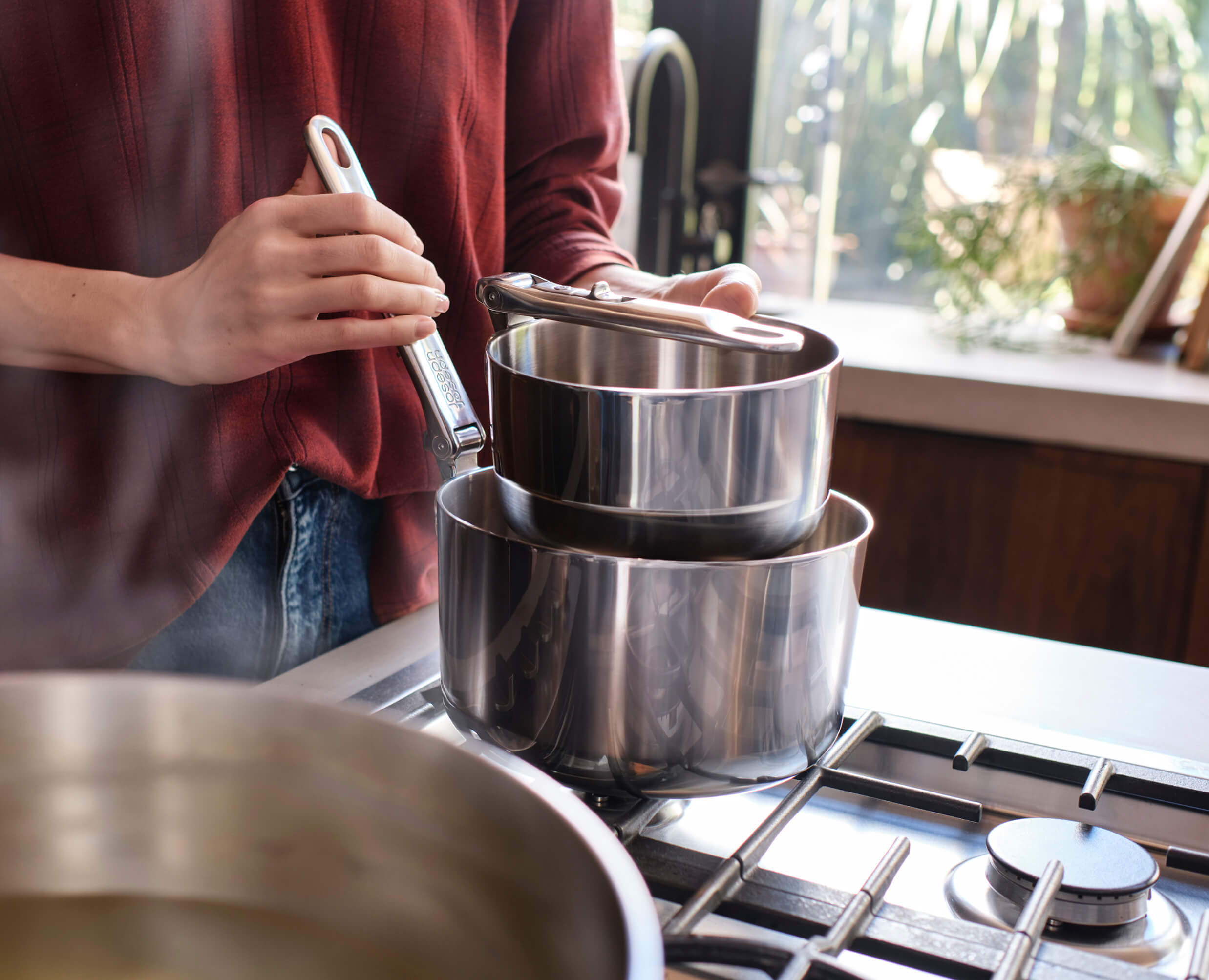 Space Steel Folding Handle 5-Piece Cookware Set