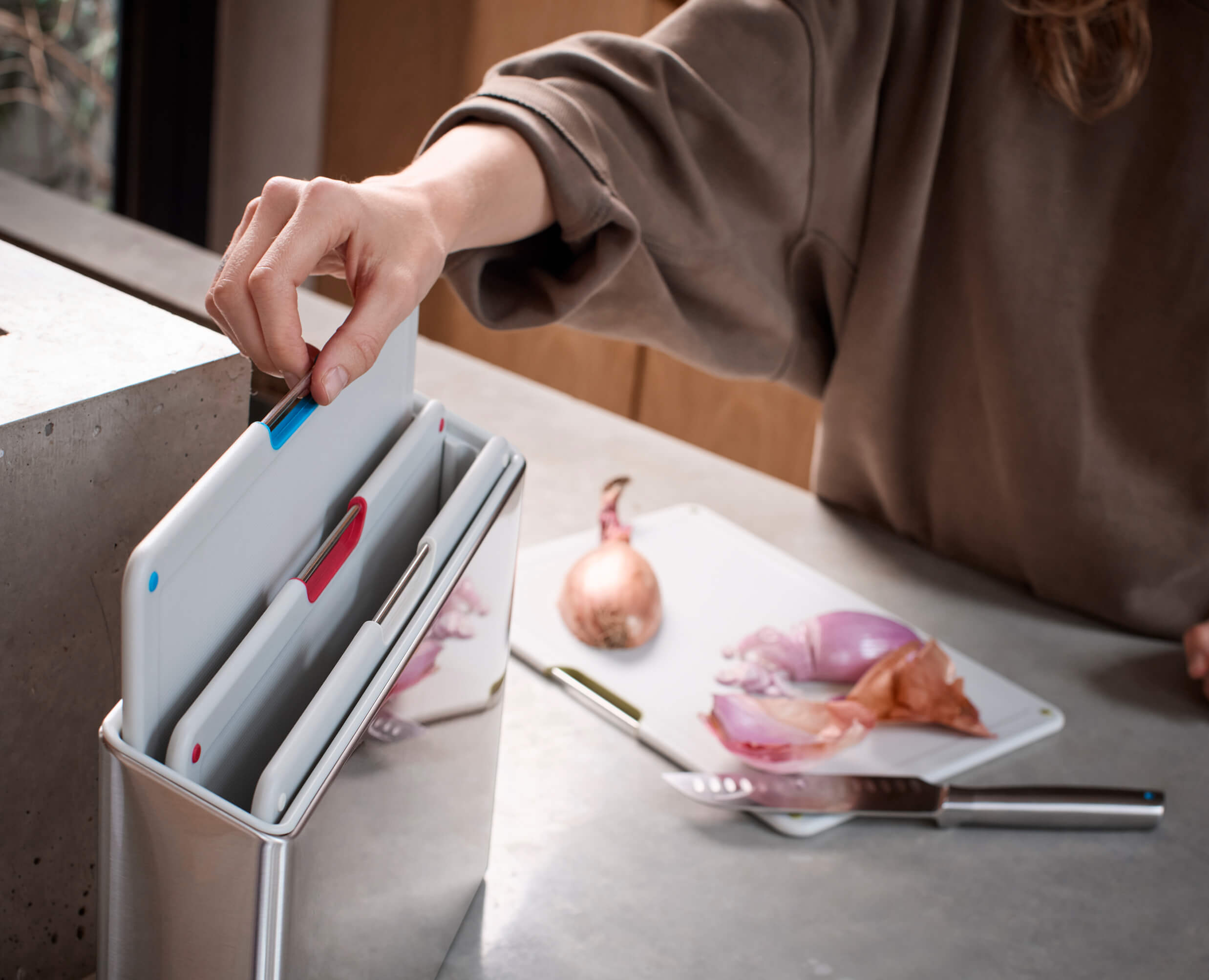 Folio™ Steel 4-piece Chopping Board Set With Stone Stainless-Steel Case