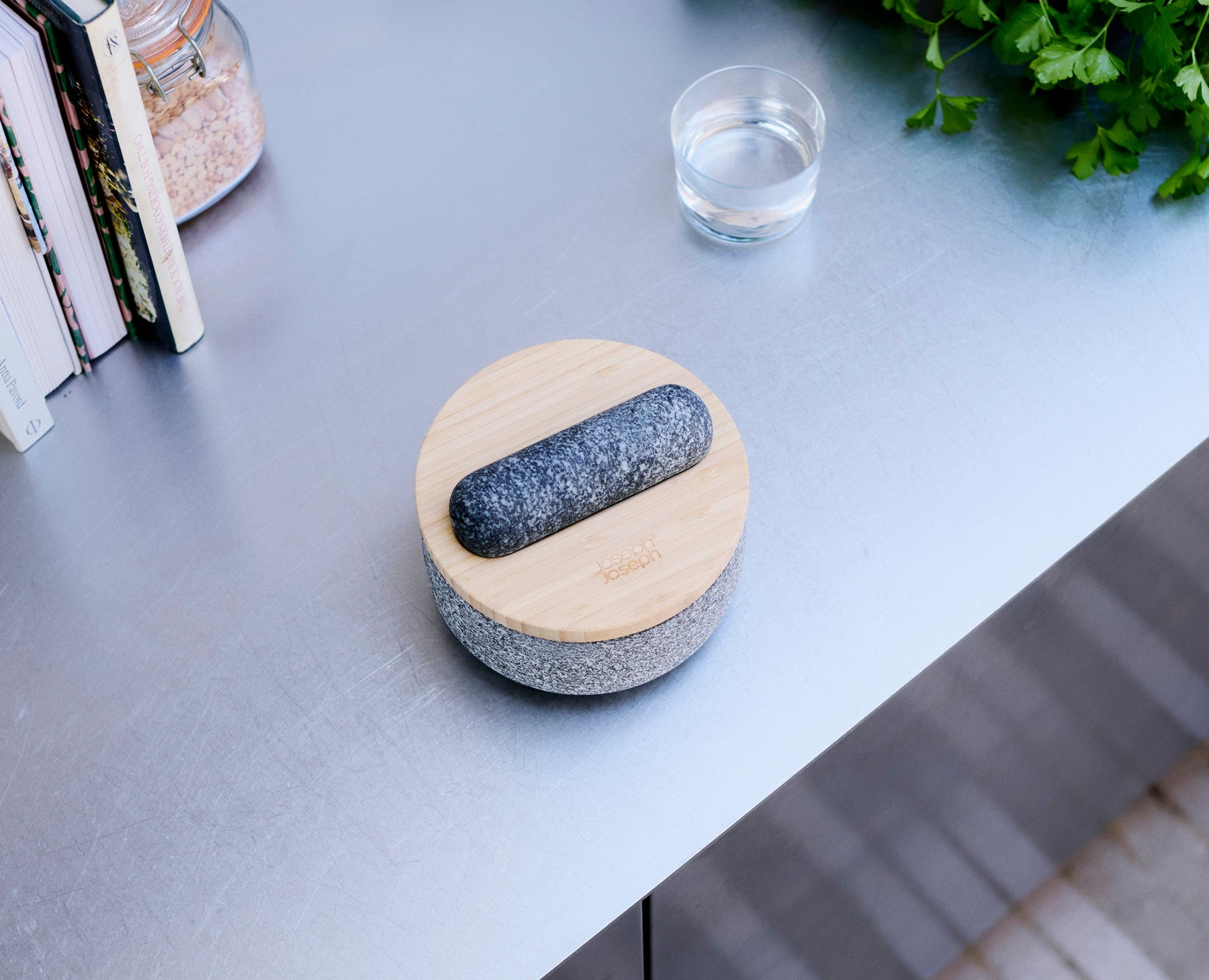Pilon et Mortier avec Couvercle en Bambou Dash™