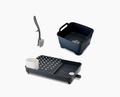 3-piece Grey Drainer, Washing-up Bowl &amp; Brush Set