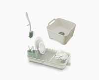 3-piece Stone Green Drainer, Washing-up Bowl &amp; Brush Set