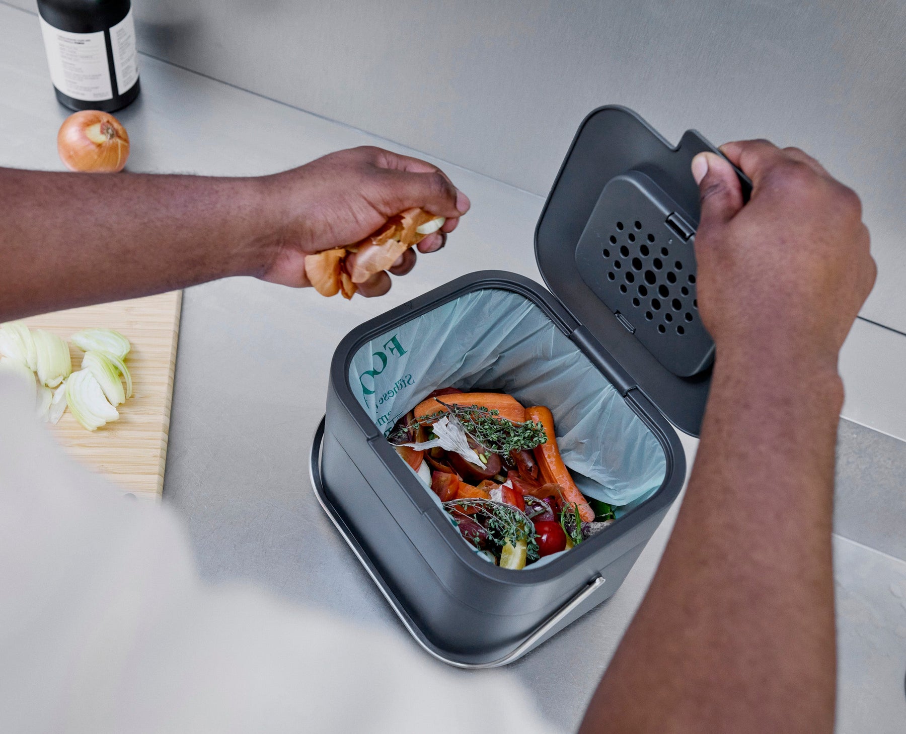 Poubelle Compost Anti Odeur Cuisine Gris Stack