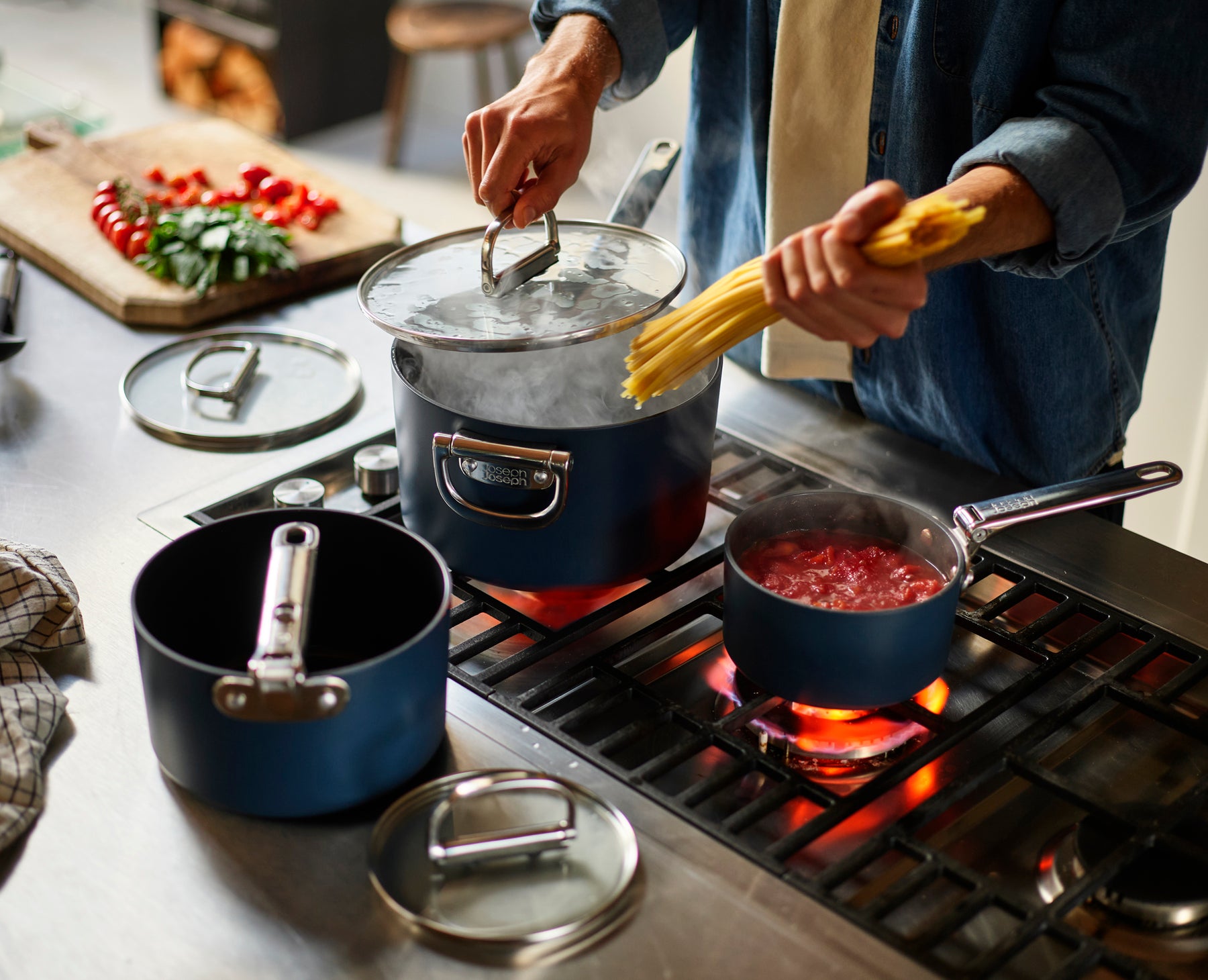 Set de Casseroles avec Porte-Couvercles Bleu Space
