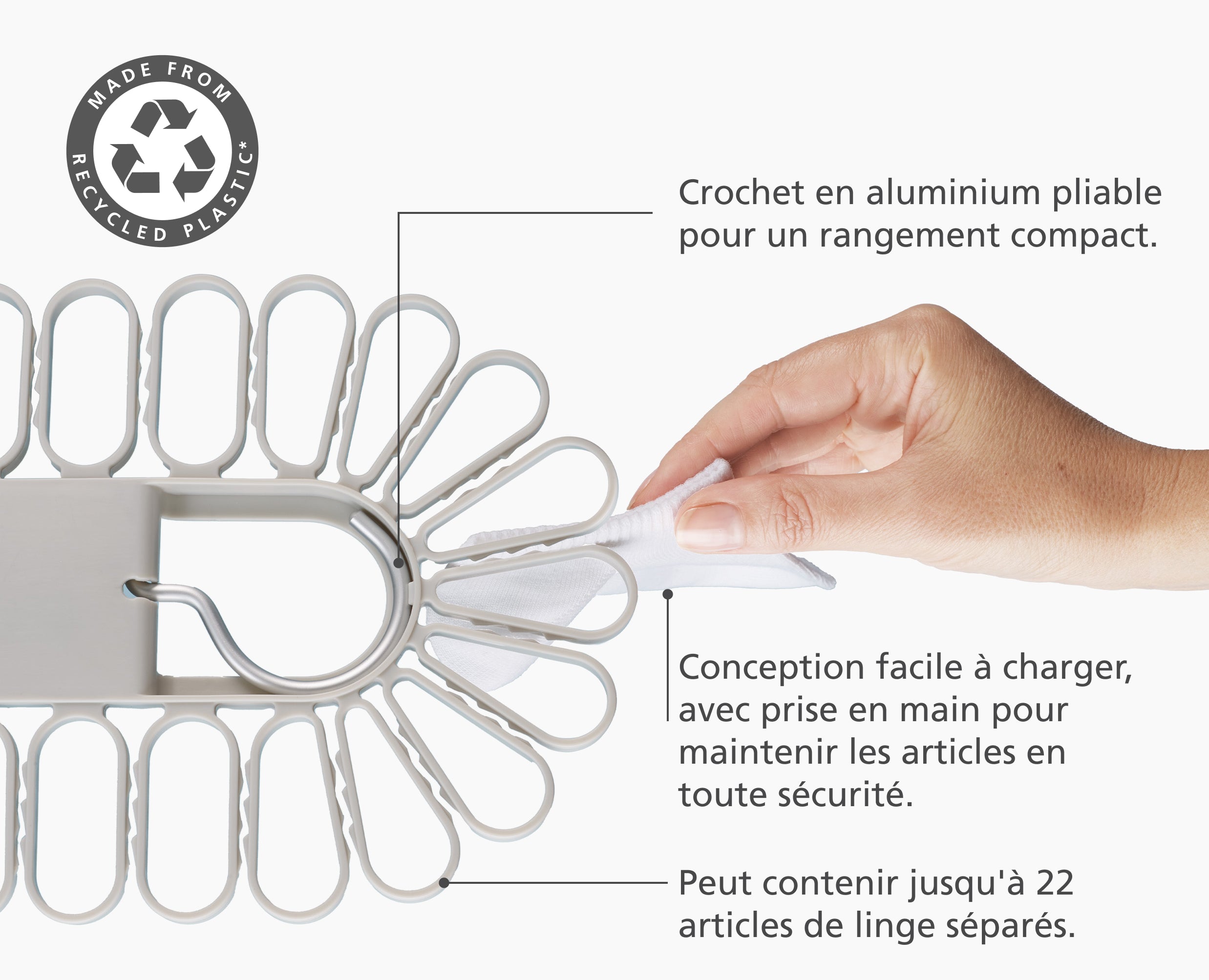 Petal™ 22-piece Quick-grip Ecru Drying Hanger - 50051 - Image 4