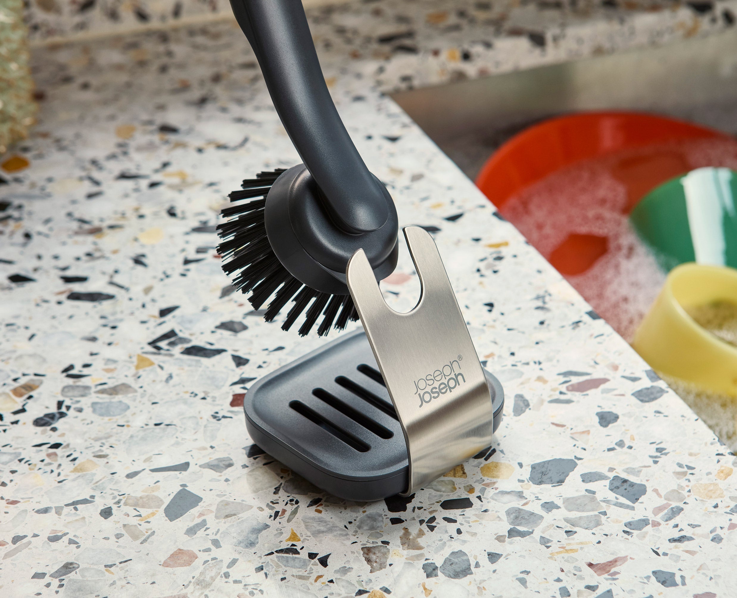 SinkTech™ Washing-Up Brush with Steel Stand &amp; Extra Heads