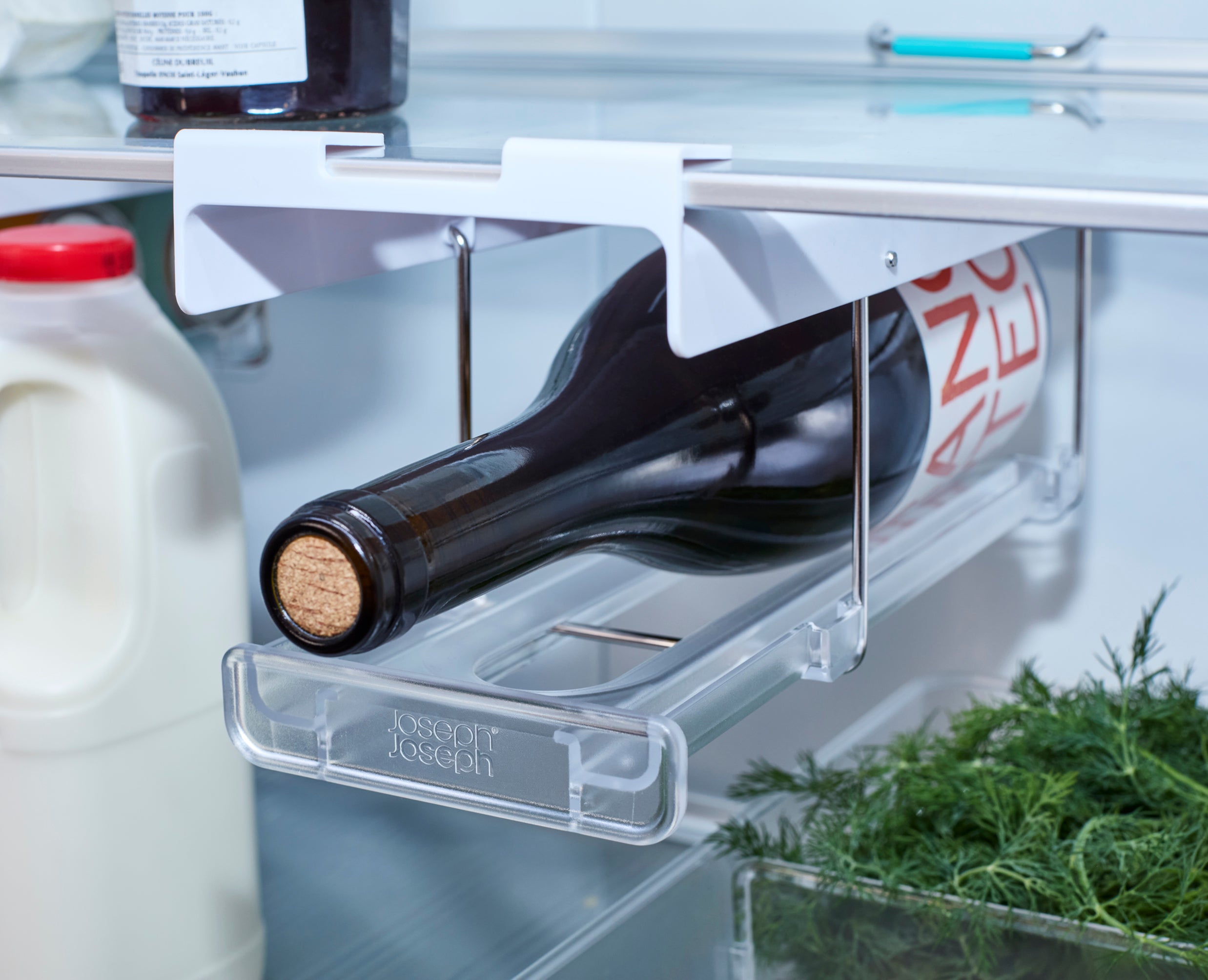 FridgeStore™ Under-Shelf Bottle Holder &amp; Can Dispenser