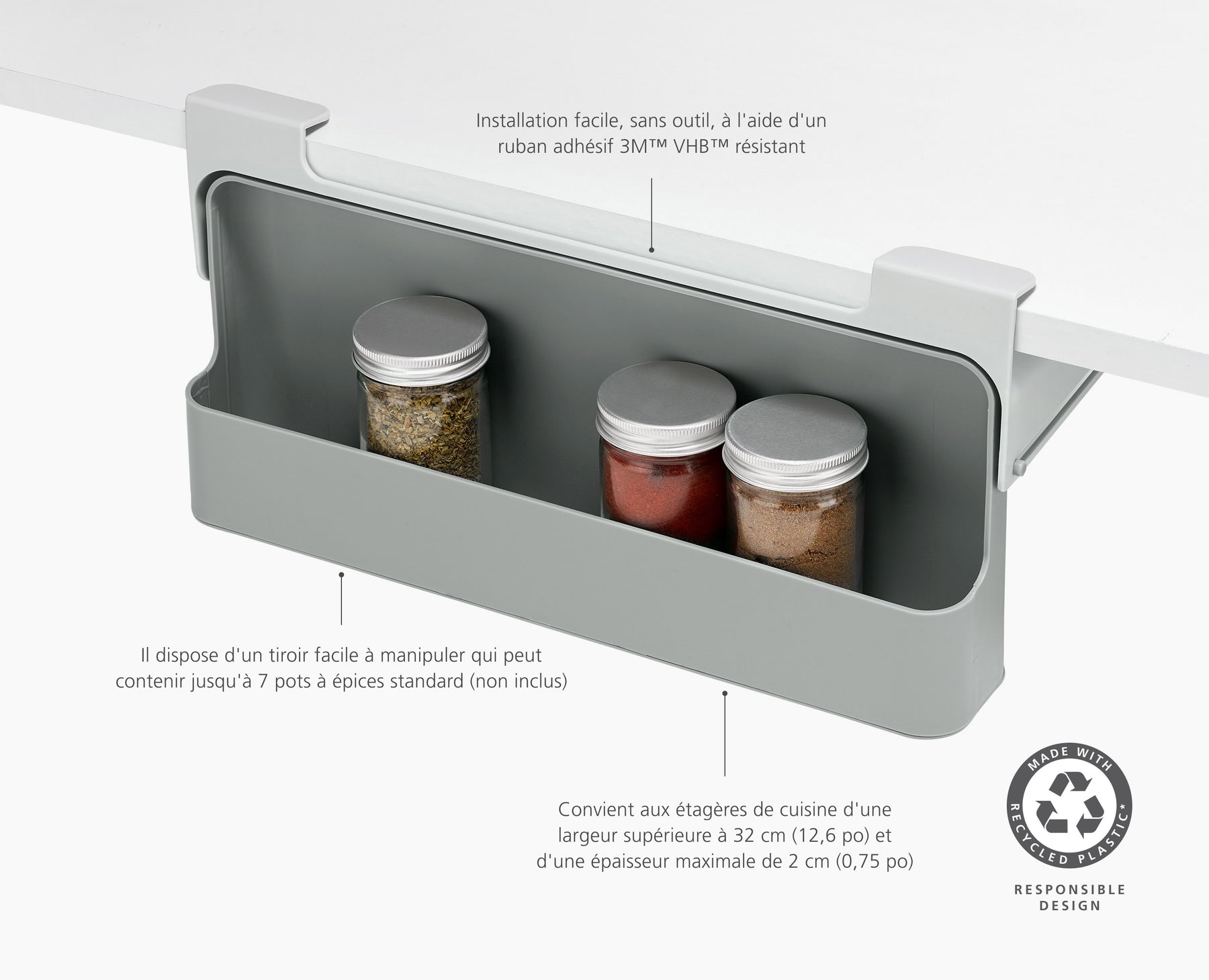 CupboardStore™ Under-Shelf Spice Rack