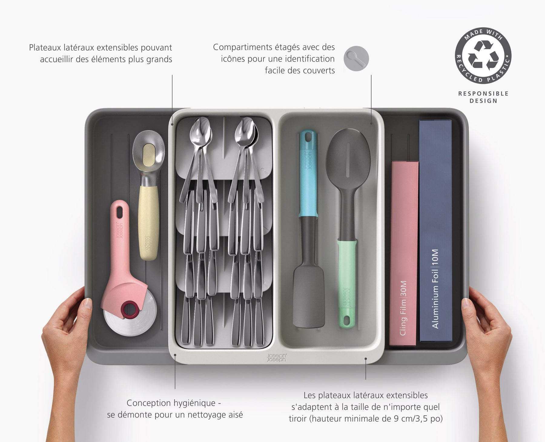 DrawerStore™ Expanding Tiered Cutlery, Utensil &amp; Gadget Organiser