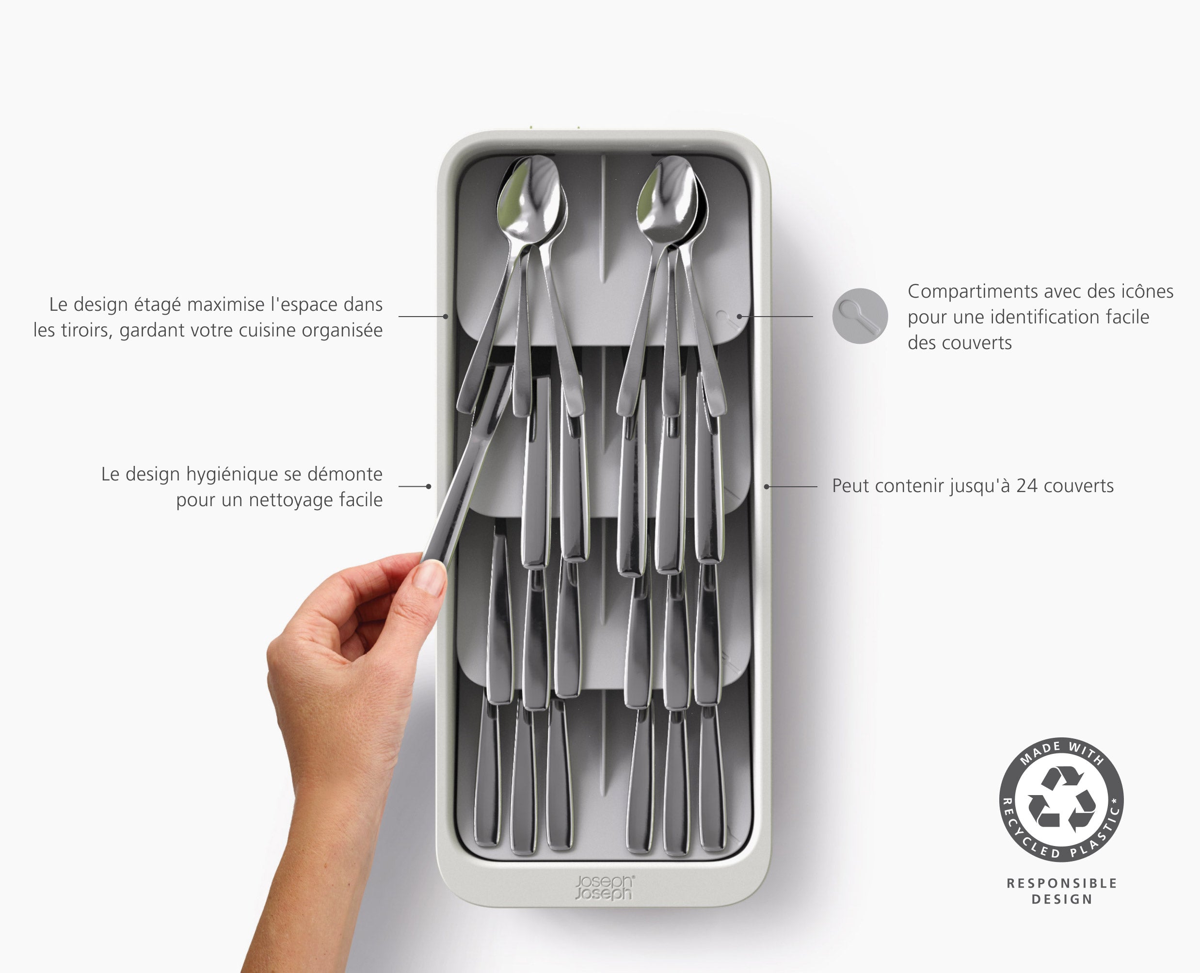 DrawerStore™ Large Tiered Cutlery Organiser