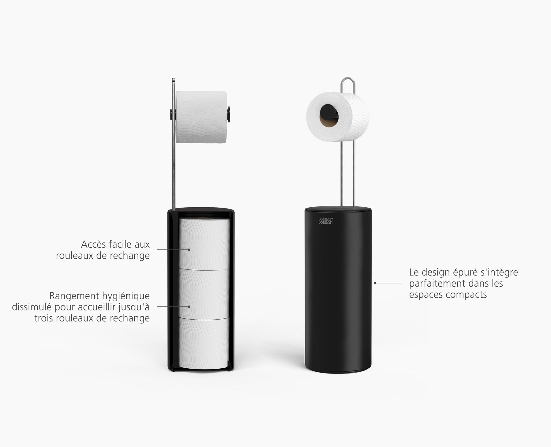 EasyStore™ Matt Black Concealed Toilet Roll Holder