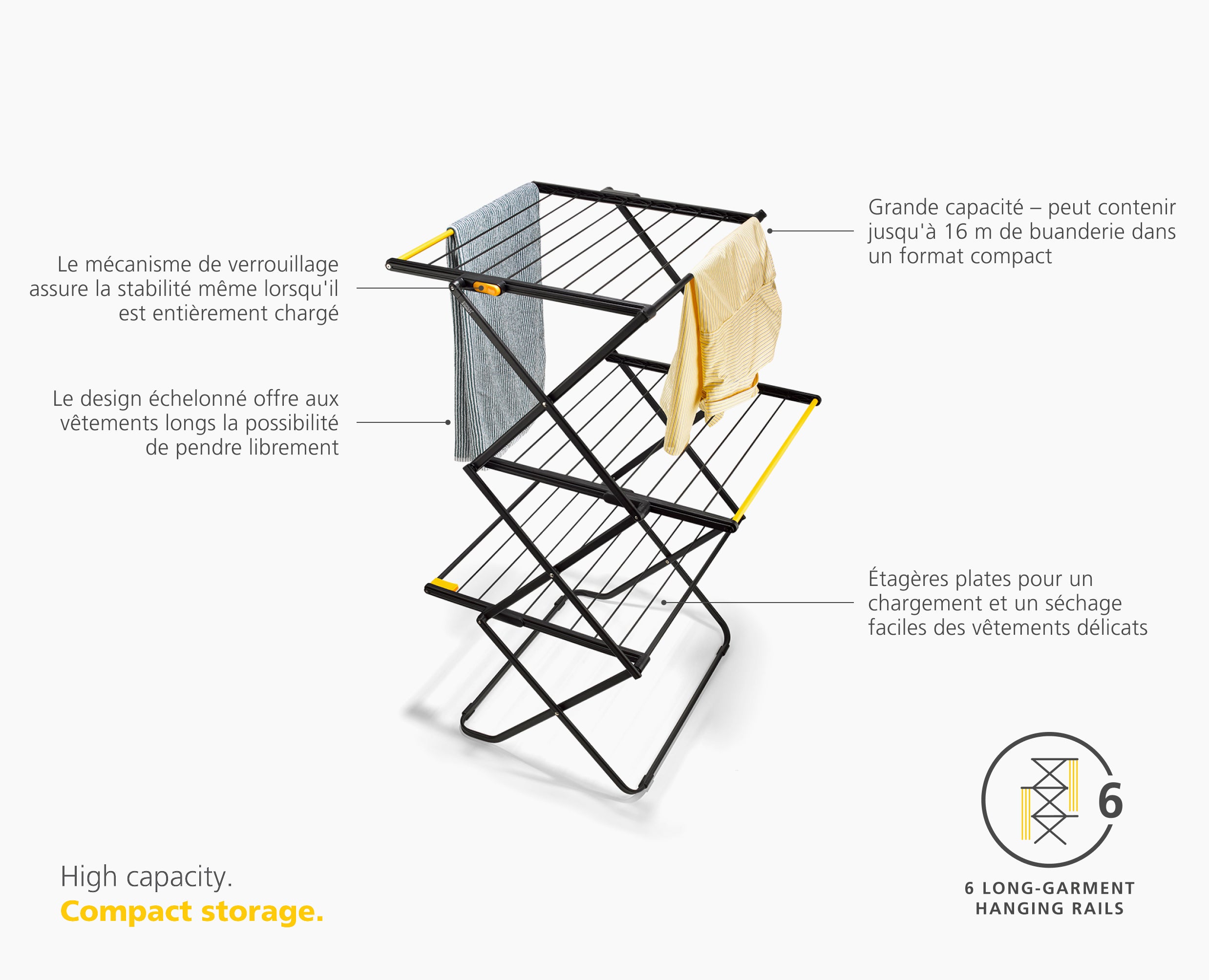 AirFrame™ 16m Folding Airer with Long Garment Hanging Rails