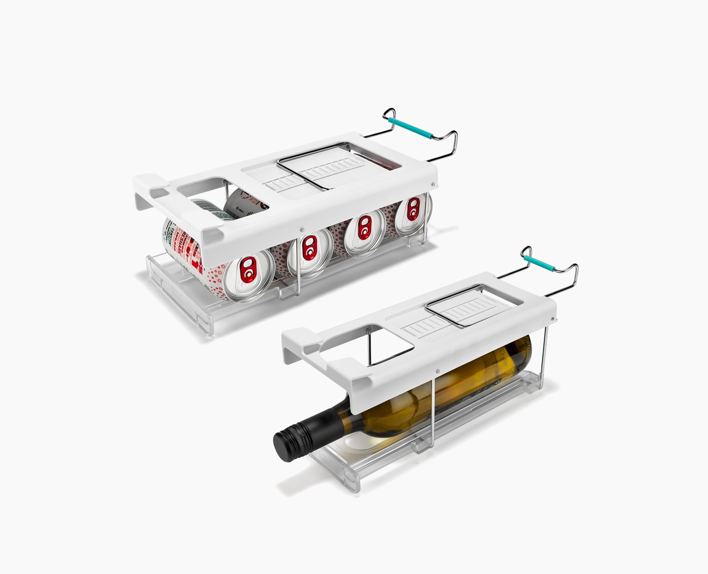 FridgeStore™ Under-Shelf Bottle Holder &amp; Can Dispenser