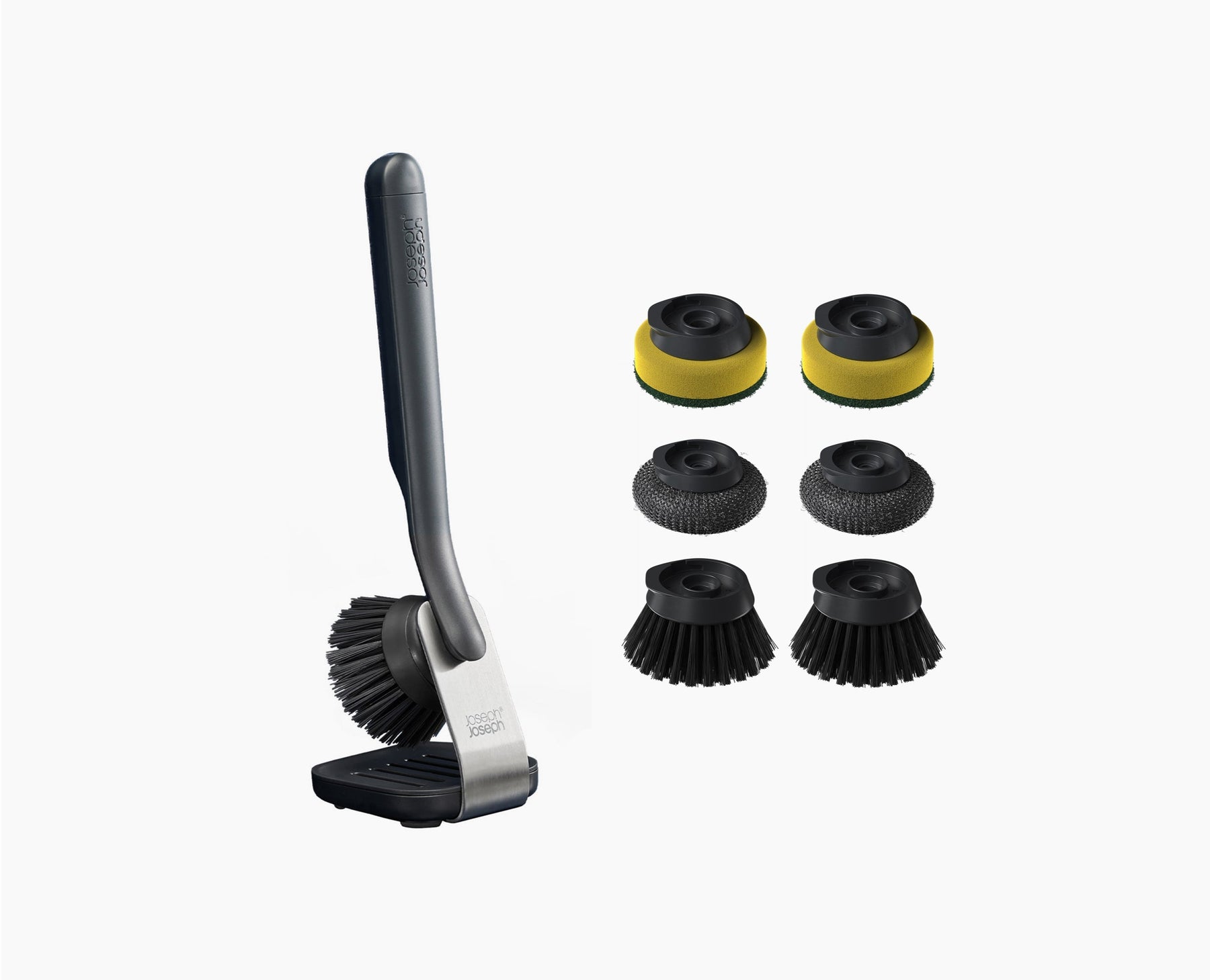 Brosse à Vaisselle avec Support Inox et 6 Têtes de Rechange SinkTech