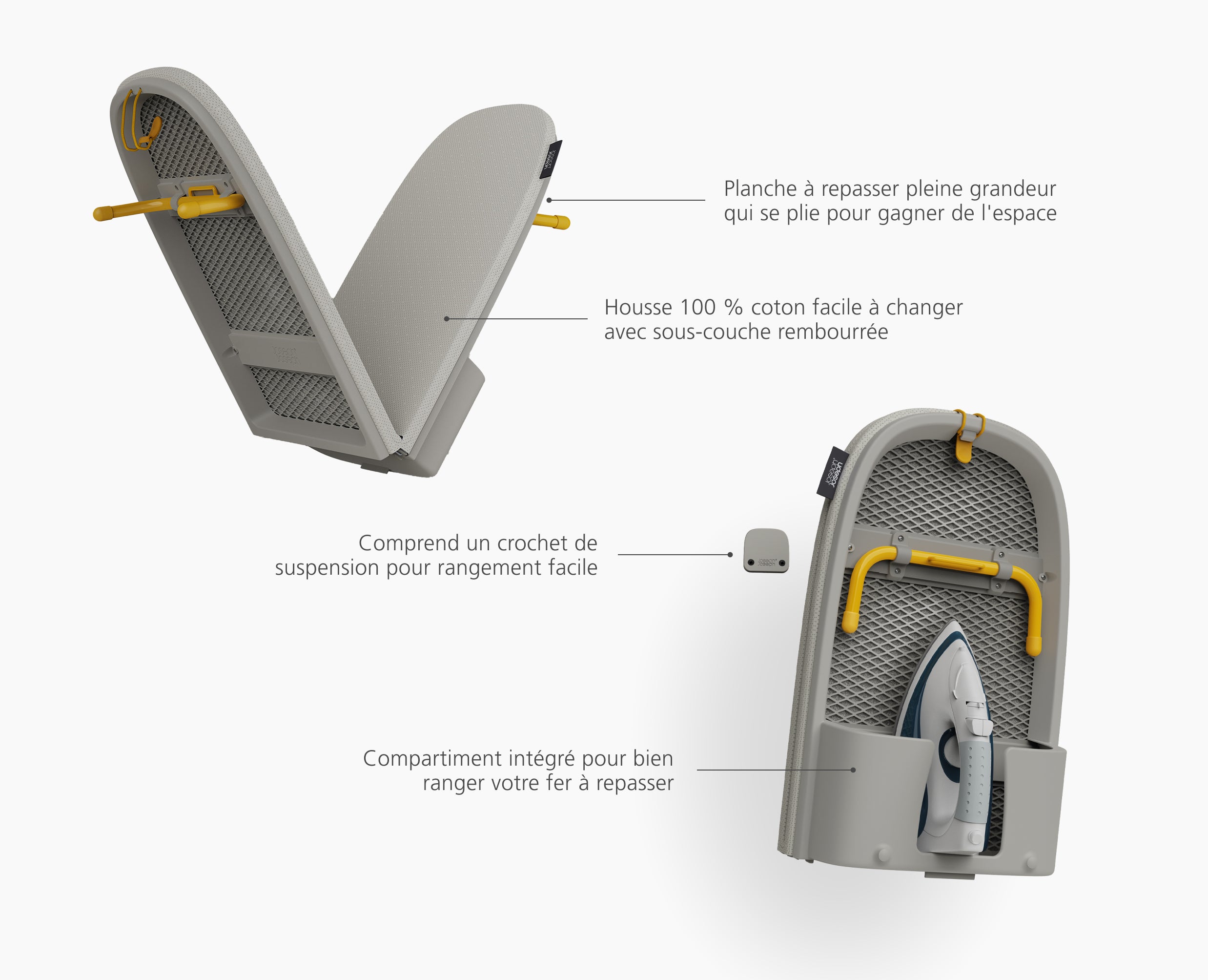 Pocket Max 110cm Folding Ecru Ironing Board