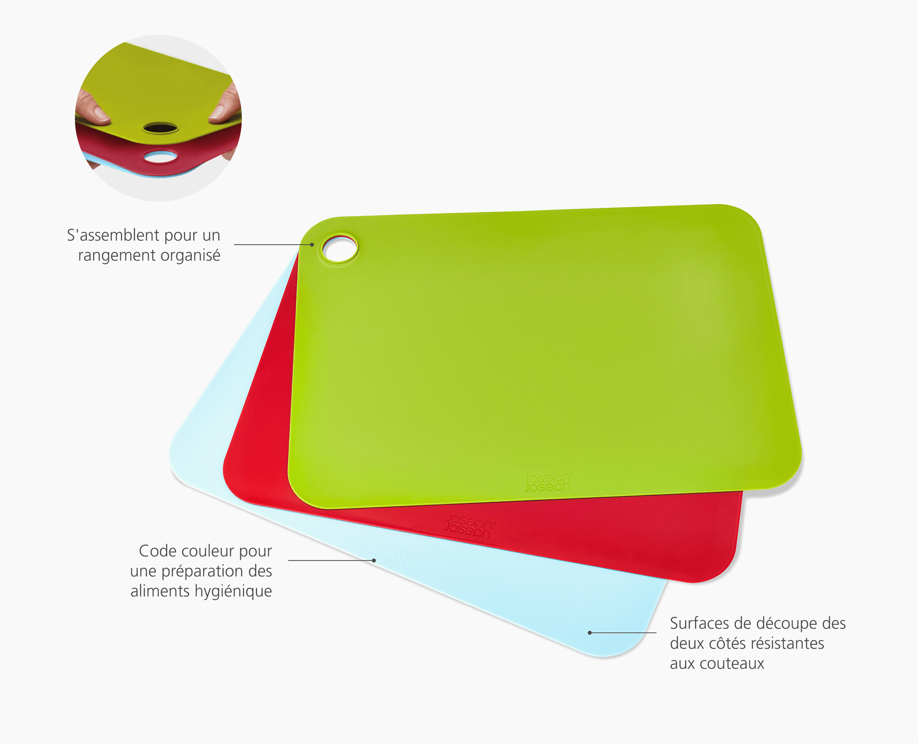 Pop™ Lot de 3 Grandes Planches à Découper Multicolores