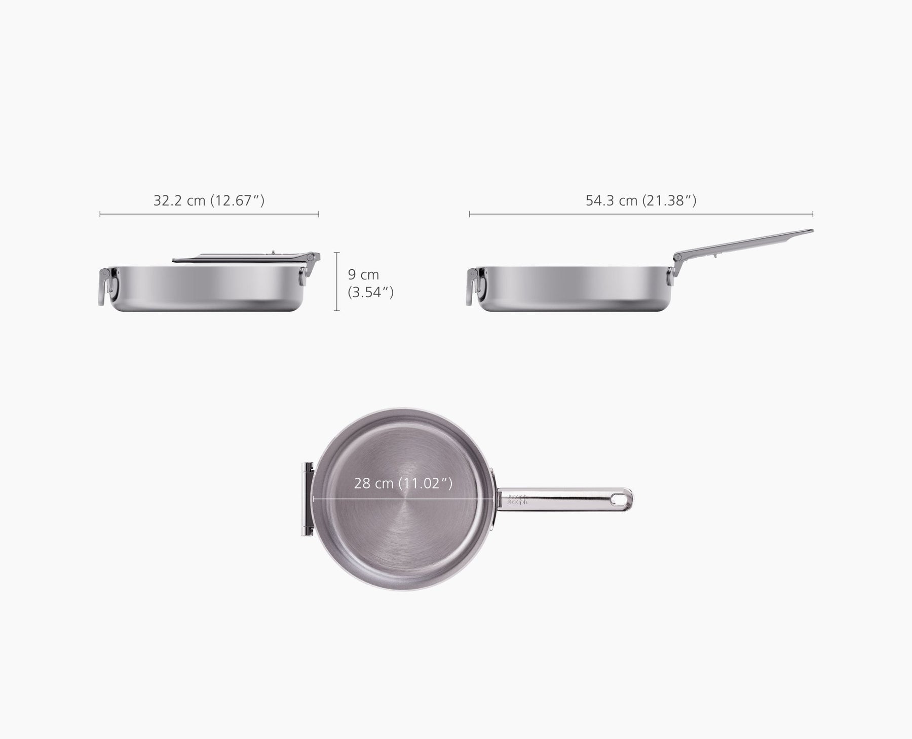 Space Steel Folding Handle 28cm Saute Pan &amp; Lid