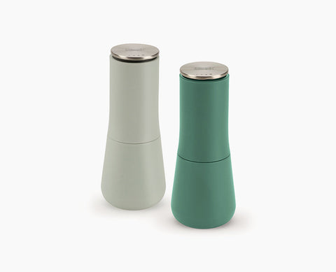 Moulin à Sel Et Poivre 2-en-1 TWIN - Manuel, Inox, Réglable Grossier/Fin - Design Vert Élégant