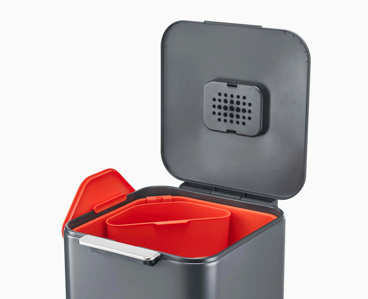 Poubelle Tri Sélectif Extractible ELLETIPI PTA 4045B – 2 × 18 L – Gris – Pour Meuble Cuisine