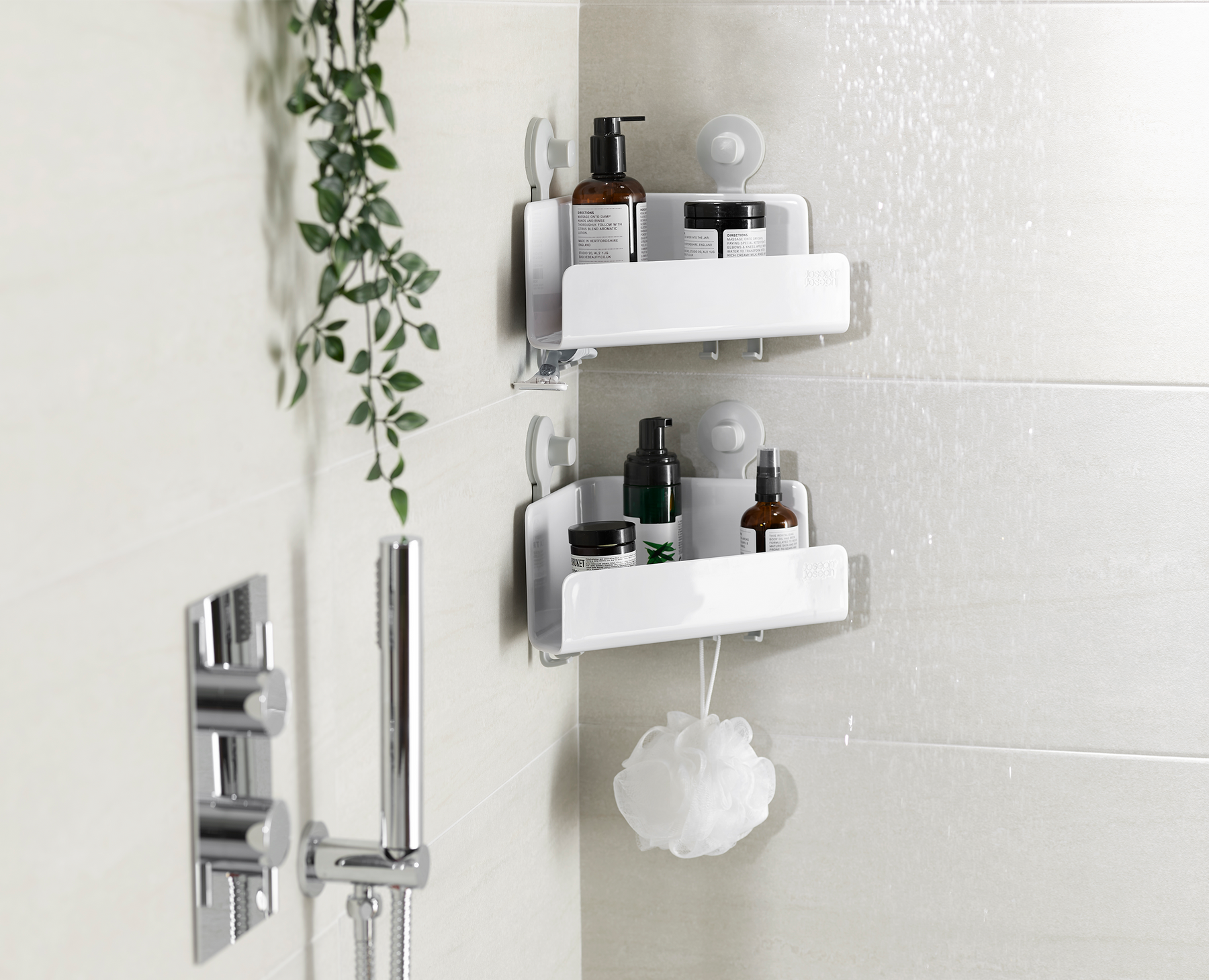 Compact Étagère de douche acier d'angle à deux niveaux salle de bains