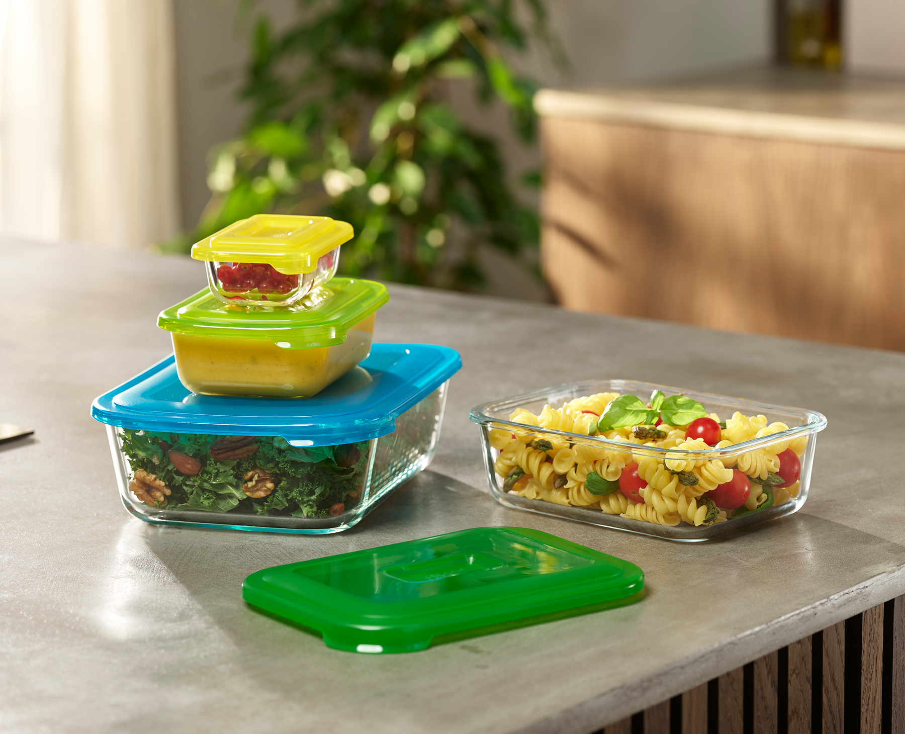 Edallo - 3 Grandes boites de Conservation Alimentaire en Verre avec Edallo - 3 Grandes boites de Conservation Alimentaire en Verre avec